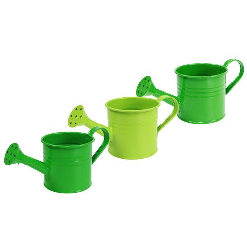 Floristik24 Plechové konve zelené sort. Ø7,5cm V6,5cm 8ks