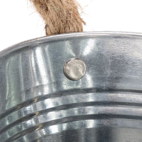 Kovová miska s lanovými úchyty, stříbrná, výška 22 cm, výška 10 cm | Floristik24.cz