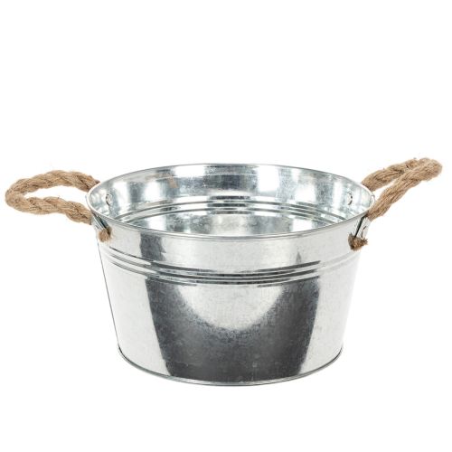 Lesklá kovová miska s lanovými úchyty, Ø22cm nakoupit | Floristik24.cz