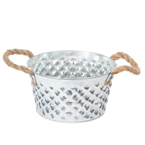 Plechová miska s lanovými úchyty Ø18cm V10cm nakoupit | Floristik24.cz