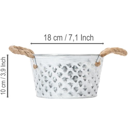 Plechová miska s lanovými úchyty Ø18cm V10cm | Floristik24.cz