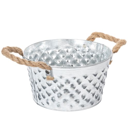 Plechová miska s lanovými úchyty Ø18cm V10cm | Floristik24.cz