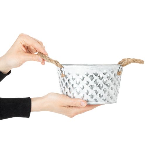 Plechová miska s lanovými úchyty Ø18cm V10cm | Floristik24.cz