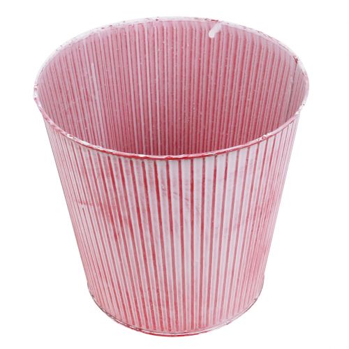Floristik24 Plechový hrnec pruhovaný červený Ø22cm V21cm