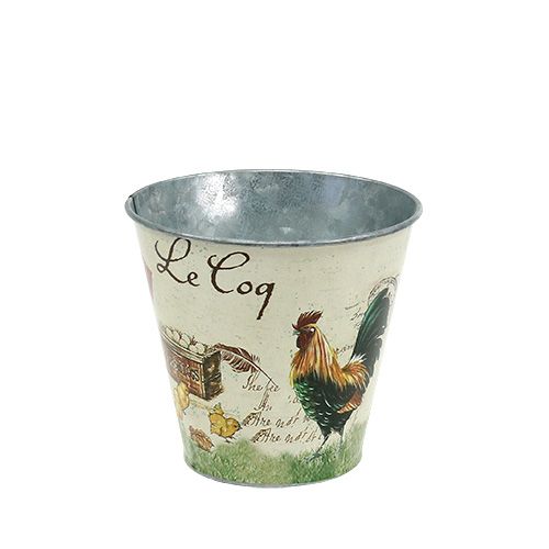 Floristik24 Plechový hrnec s velikonočním motivem Ø13cm V12cm
