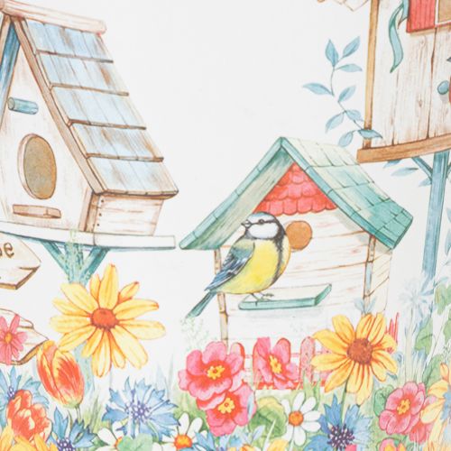 položky Plechový květináč s ptačími budkami, letní dekorace, květináč V14,5 cm Ø13,5 cm