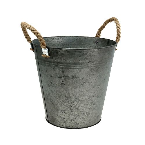 Floristik24 Plechové vědro starožitné s provazovými uchy Ø22cm V20cm 2ks