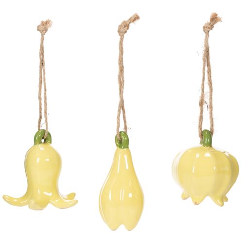 položky Keramické květinové přívěsky, veselý design, květinový vzor, jarní dekorace, 9 cm, 6 kusů