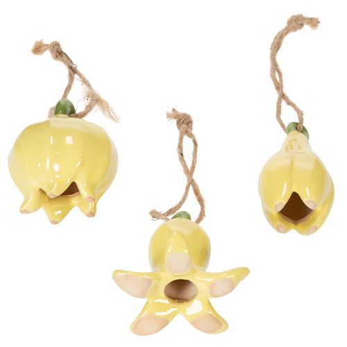 položky Keramické květinové přívěsky, veselý design, květinový vzor, jarní dekorace, 9 cm, 6 kusů