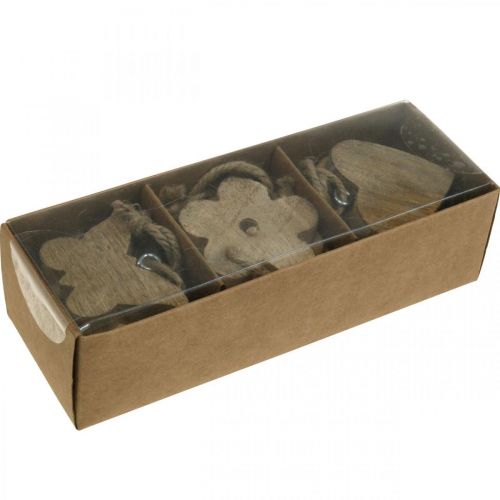 Floristik24 Dřevěný přívěsek, květina motýlí srdce, jarní dekorace přírodní V5,5/4cm 12 kusů