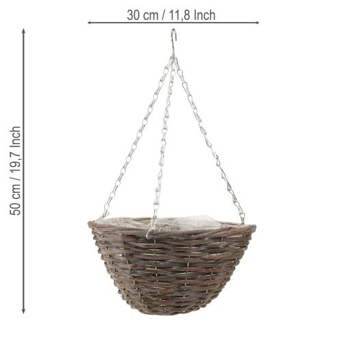 položky Závěsná mísa na květiny Dřevo přírodní šedá Ø30cm 2ks