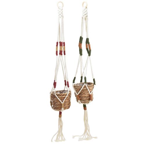 Floristik24 Závěsný světlý květináč macrame krémový Ø12cm V85cm 2ks