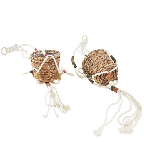 položky Závěsný světlý květináč macrame krémový Ø12cm V85cm 2ks