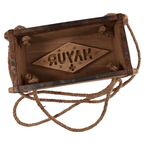 položky Závěsný koš dřevěný cihlový tvar dřevo upcycling 31,5×15×10cm
