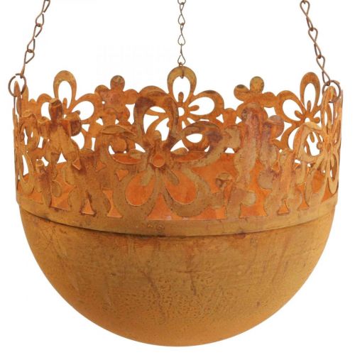 položky Závěsný koš kovová dekorace rez závěsná dekorace Ø20cm H16cm