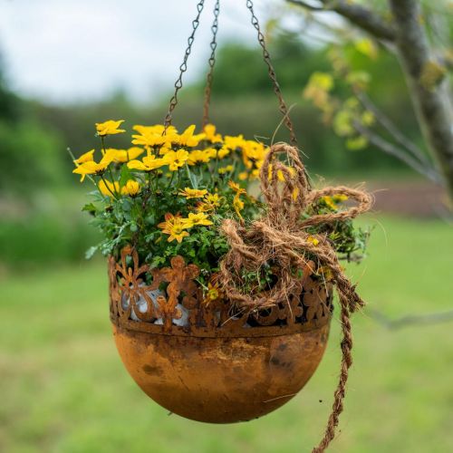 položky Závěsný koš kovová dekorace rez závěsná dekorace Ø20cm H16cm