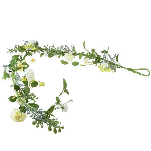 Umělá květinová girlanda dekorativní girlanda krémově žlutá bílá 125cm