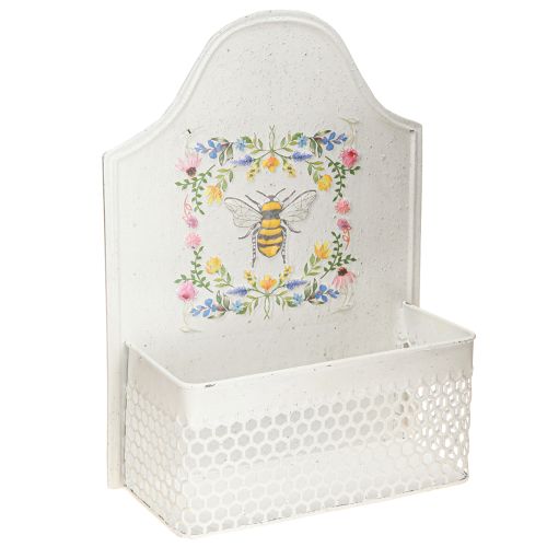 Závěsný květináč kovový včelí krémové barvy, délka 29 cm