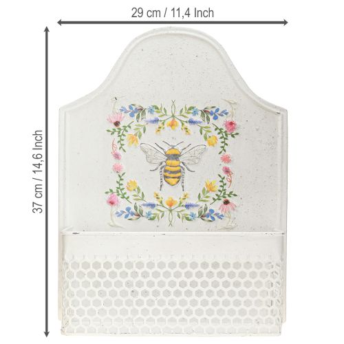 Floristik24 Závěsný květináč kovový včelí krémové barvy, délka 29 cm