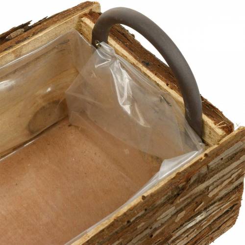 Floristik24 Květináč, dřevěný truhlík s kůrou, květináč s uchy 38cm