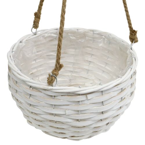 Floristik24 Květinový koš na zavěšení bílý Ø23cm L68cm