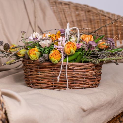 Floristik24 Květinový košík, košík na osázení, květinová dekorace přírodní L31cm H11,5cm