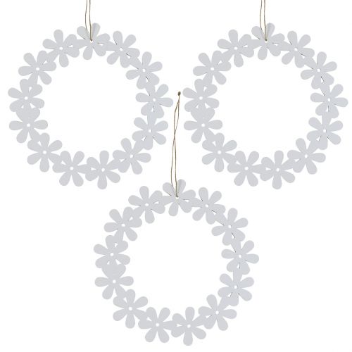 Floristik24 Květinový věnec dřevěný bílý Ø15cm 8ks