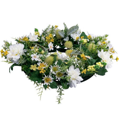 Floristik24 Věnec na dveře nástěnná dekorace květiny jiřiny Banksia bílá Ø35cm