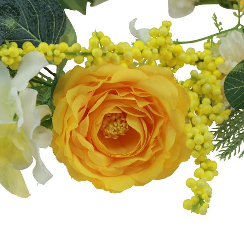 položky Umělý květinový věnec Umělý květinový věnec žlutý bílý 42cm