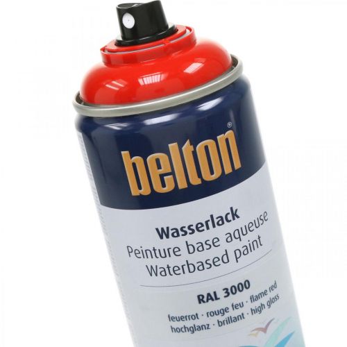 Floristik24 Bezvodý vodní lak Belton červený vysoký lesk barva sprej fire red 400ml