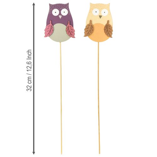 položky Květinová zátka deco sova dřevo fialová, hnědá 8cm 12ks