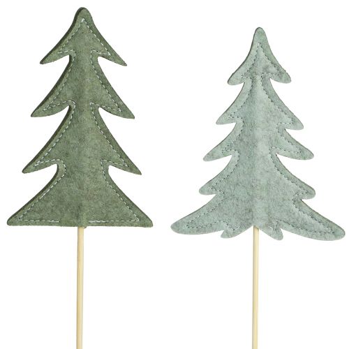 položky Květinová zátka plstěná dekorace zelený vánoční stromeček 11x3,5cm 6 ks