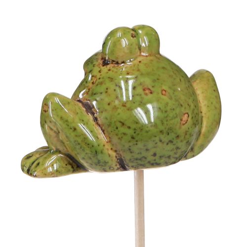 položky Květinová zátka žába keramická zelená hnědá 6x4x4,5cm 4 ks