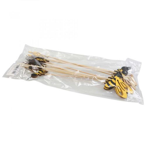 Floristik24 Květinová zátka bee deco plug dřevěná včelí dekorace 7cm 12ks