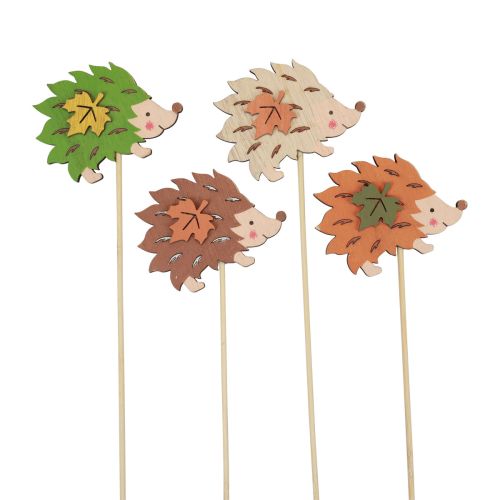 Floristik24 Květinová zátka dřevěná dekorace ježek hnědozelená 8×6cm 12ks