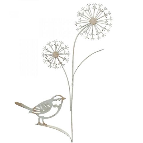 položky Květinová zátka kovová deco allium ptačí bílá 20×52cm