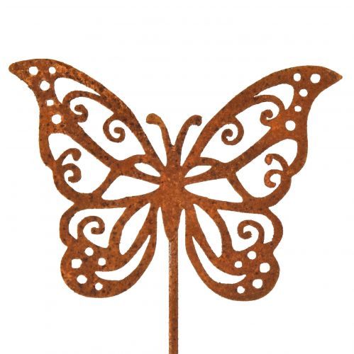 Květinová zátka kovová rez motýl dekorace 10x7cm