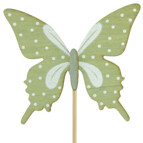 položky Květinový špunt motýlí dřevo s peřím 8x7cm 12 ks
