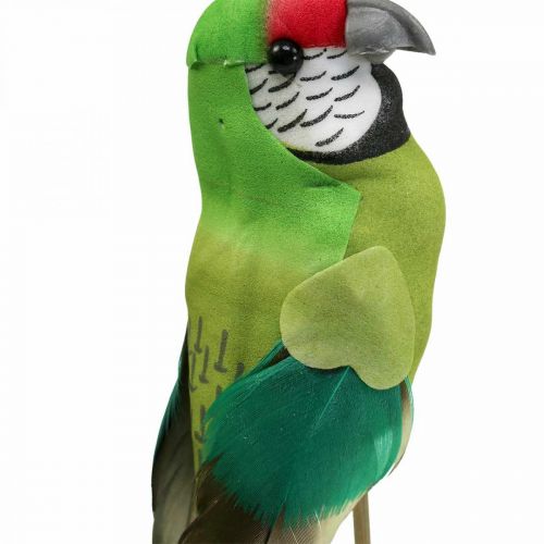 položky Květinová zátka ptáček, deco papoušek zelený 23×4,5×5,5cm 6ks