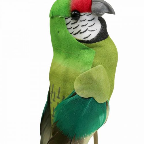 Floristik24 Květinová zátka ptáček, deco papoušek zelený 23×4,5×5,5cm 6ks