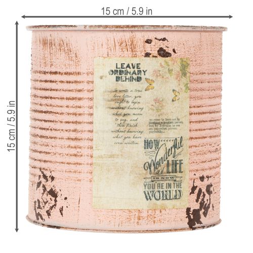 položky Dekorativní květináč plechovka lososový kovový květináč Ø15,5 cm V15 cm