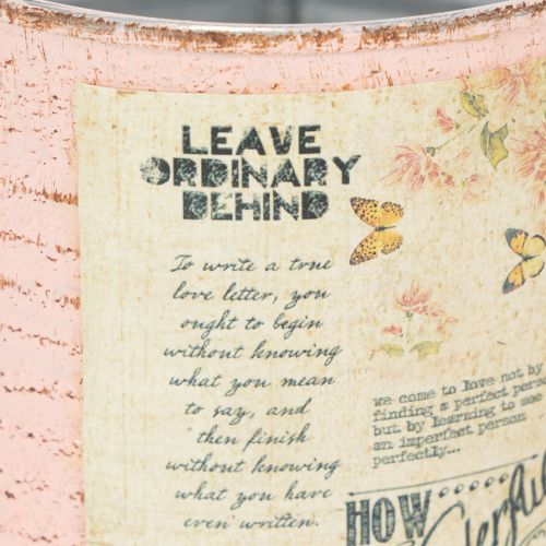 položky Dekorativní květináč plechovka lososová kovová letní dekorace Ø11cm V10,5cm