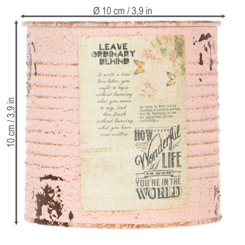 položky Dekorativní květináč plechovka lososová kovová letní dekorace Ø11cm V10,5cm