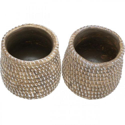 Floristik24 Boho květináč pletený keramický Ø6cm V7,5cm 4ks