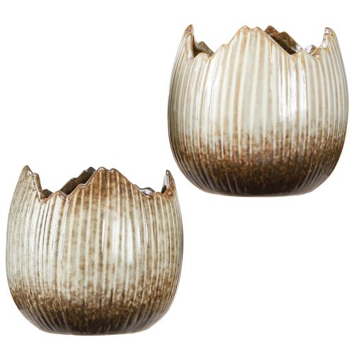 položky Květináč Keramické vajíčko Broken Cream Brown Ø11,5cm 2 ks