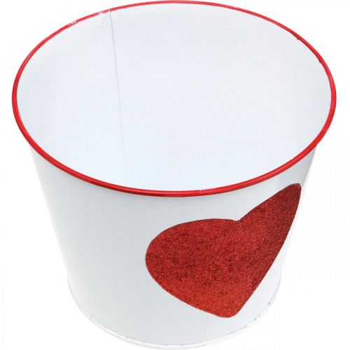 položky Květináč bílý se srdcem v červeném květináči Ø18cm V13,5cm