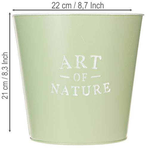 položky Zinkový květináč, kovový truhlík, mátově zelená, Ø22cm, V21cm