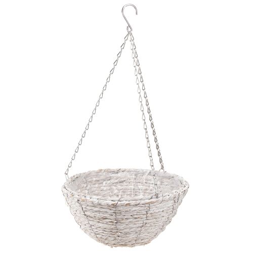 Floristik24 Květináč závěsný slaměný přírodní bílý Ø28cm H15cm 2ks