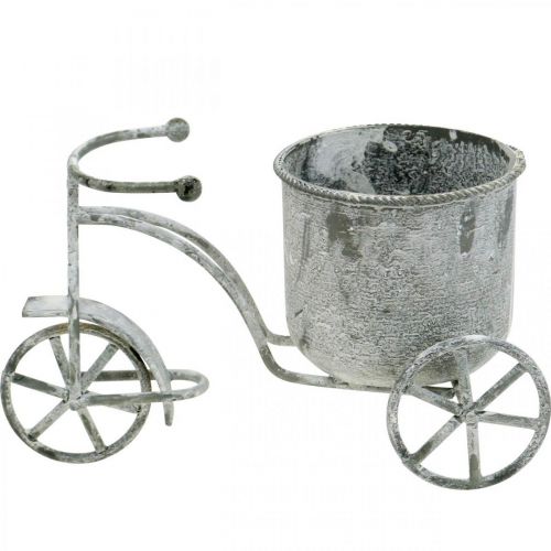 Floristik24 Květináč na kolo kovový vintage bílý praný 24 × 13 × 14 cm
