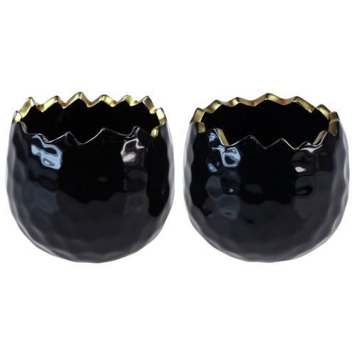 Floristik24 Květináč Keramický květináč Egg Black Rostlin Black Ø12cm 2ks